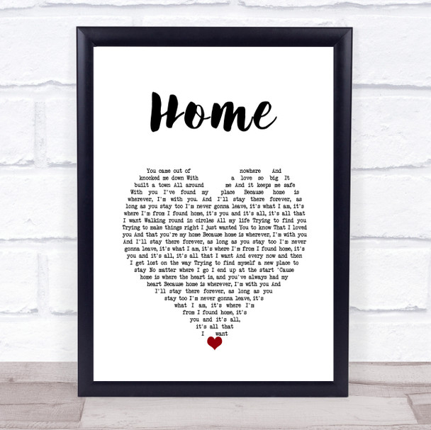 Scouting For Girls Home White Heart Song Lyric Wall Art Print