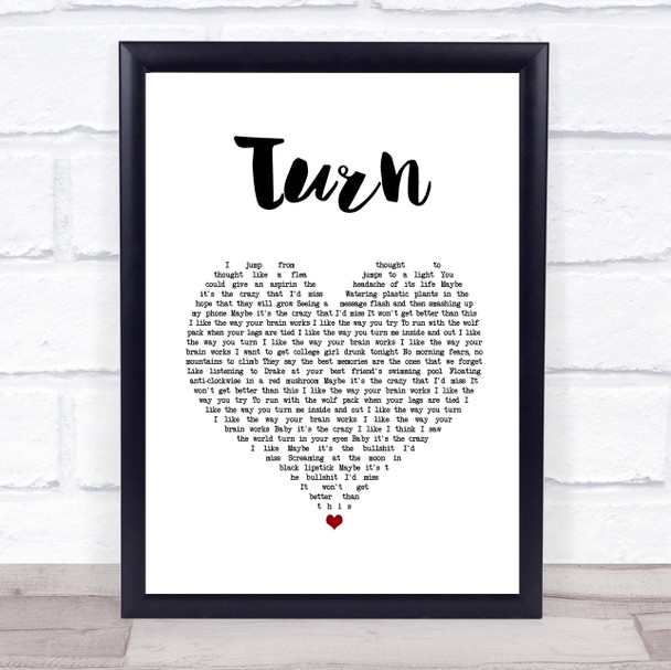 The Wombats Turn White Heart Song Lyric Wall Art Print