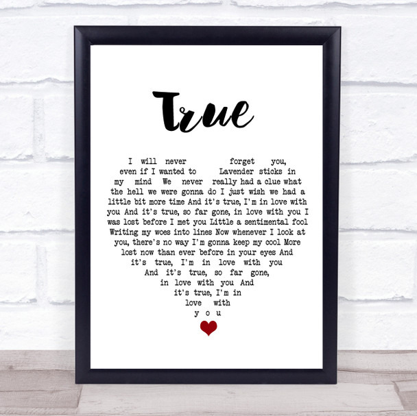 Tilian True White Heart Song Lyric Wall Art Print