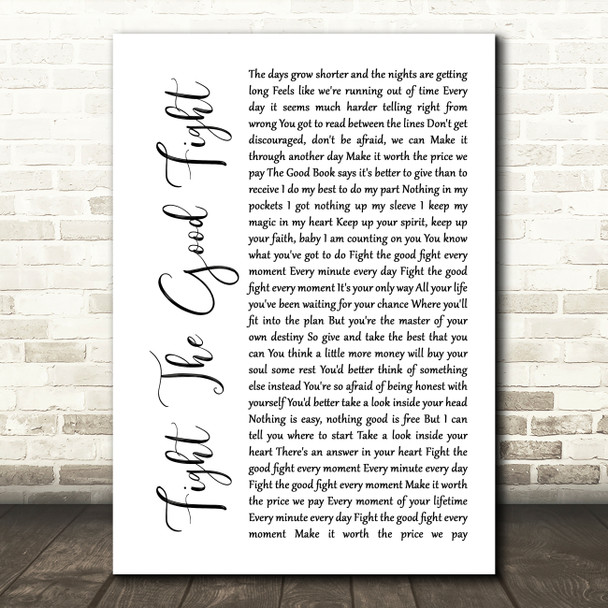 Triumph Fight The Good Fight White Script Song Lyric Wall Art Print