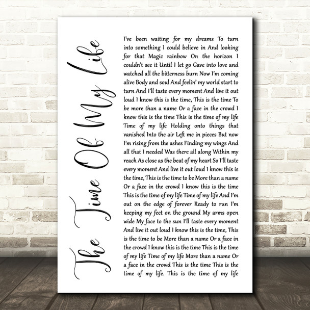 David Cook The Time Of My Life White Script Song Lyric Wall Art Print