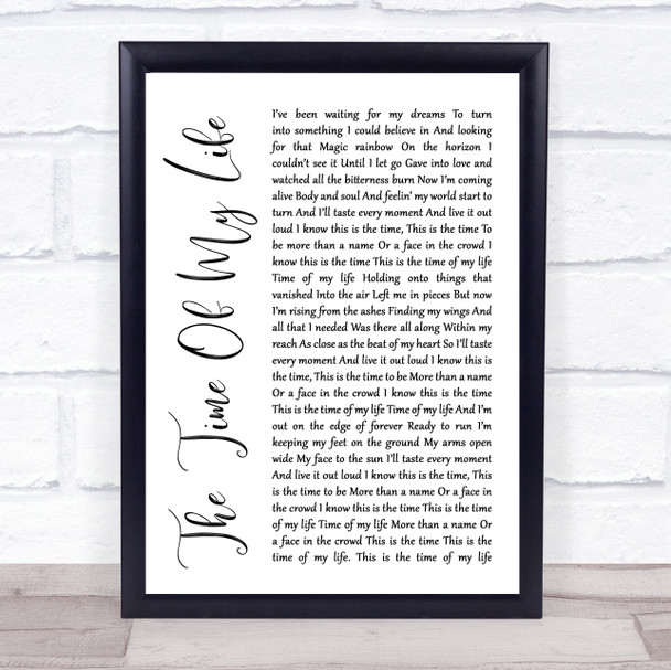 David Cook The Time Of My Life White Script Song Lyric Wall Art Print