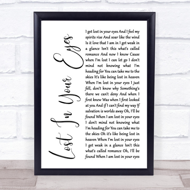 Debbie Gibson Lost In Your Eyes White Script Song Lyric Wall Art Print