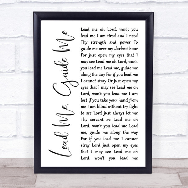 Elvis Presley Lead Me, Guide Me White Script Song Lyric Wall Art Print