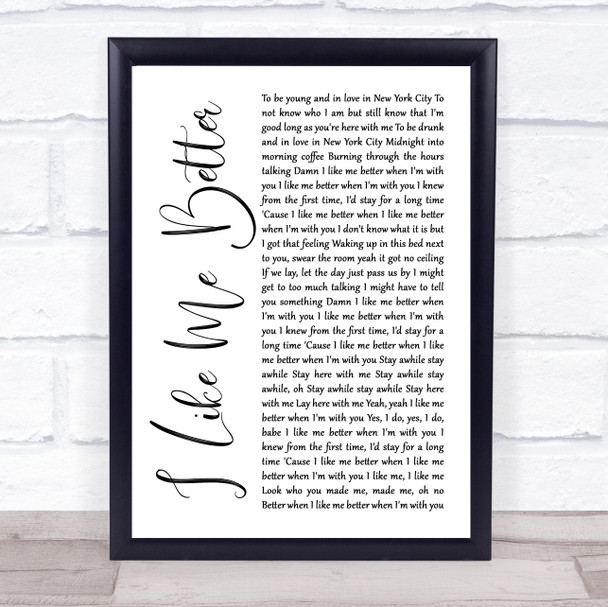 Lauv I Like Me Better White Script Song Lyric Wall Art Print