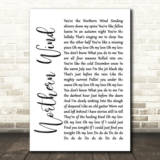 City And Colour Northern Wind White Script Song Lyric Wall Art Print