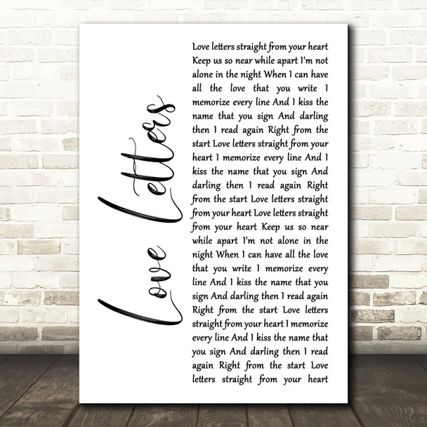 Alison Moyet Love Letters White Script Song Lyric Wall Art Print