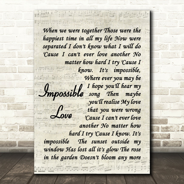 UB40 Impossible Love Quote Song Lyric Print