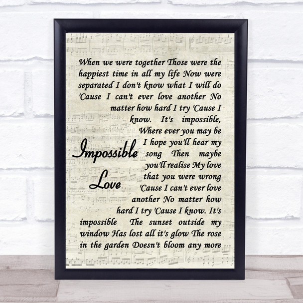 UB40 Impossible Love Quote Song Lyric Print