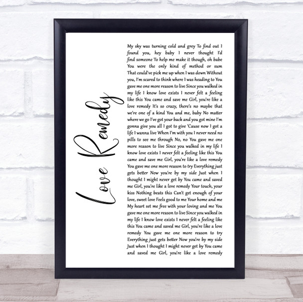 Roachford Love Remedy White Script Song Lyric Wall Art Print