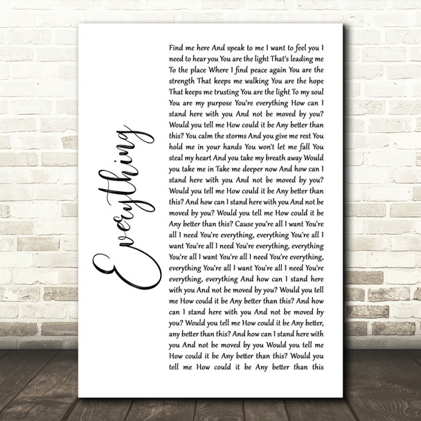 Lifehouse Everything White Script Song Lyric Wall Art Print