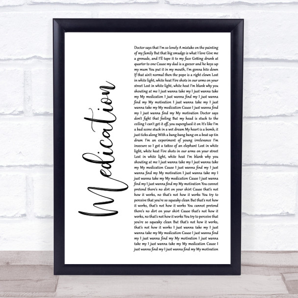 YUNGBLUD Medication White Script Song Lyric Wall Art Print