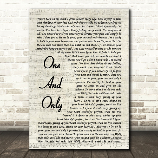 Adele One And Only Song Lyric Vintage Script Quote Print