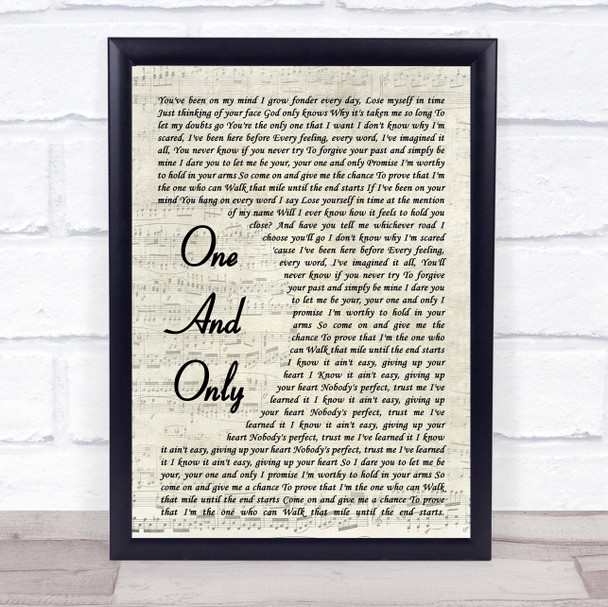 Adele One And Only Song Lyric Vintage Script Quote Print