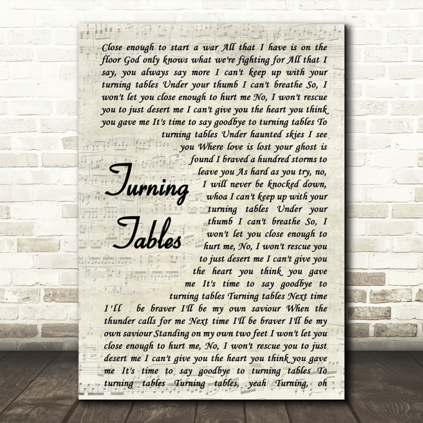 Adele Turning Tables Song Lyric Vintage Script Quote Print