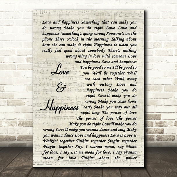 Al Green Love And Happiness Song Lyric Vintage Script Quote Print