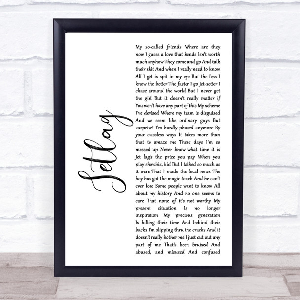 Brendan Benson Jetlag White Script Song Lyric Wall Art Print