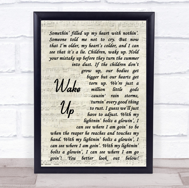 Arcade Fire Wake Up Song Lyric Vintage Script Quote Print