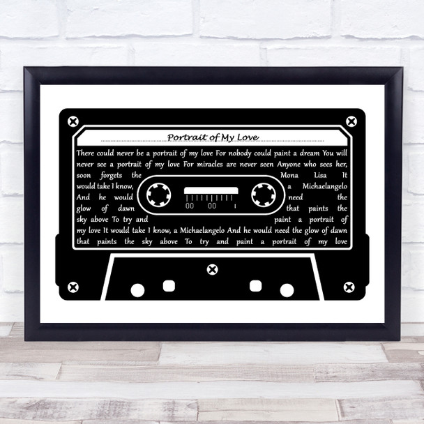 Matt Monro Portrait of My Love Black & White Music Cassette Tape Song Lyric Print