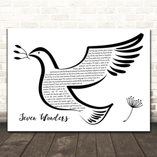 Fleetwood Mac Seven Wonders Black & White Dove Bird Song Lyric Print