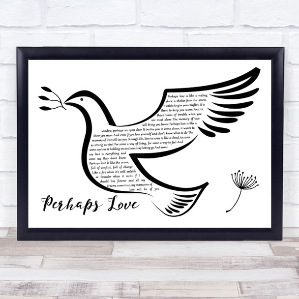 John Denver Perhaps Love Black & White Dove Bird Song Lyric Print