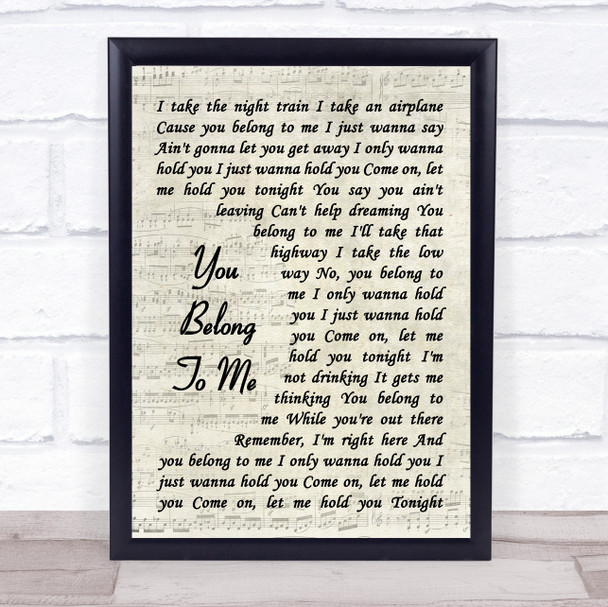Bryan Adams You Belong To Me Song Lyric Vintage Script Quote Print