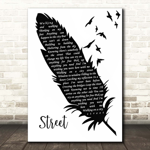 Jamie Woon Street Black & White Feather & Birds Song Lyric Print