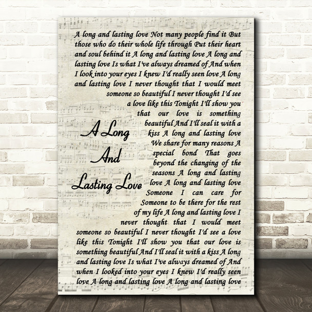 Crystal Gayle A Long And Lasting Love Song Lyric Vintage Script Quote Print