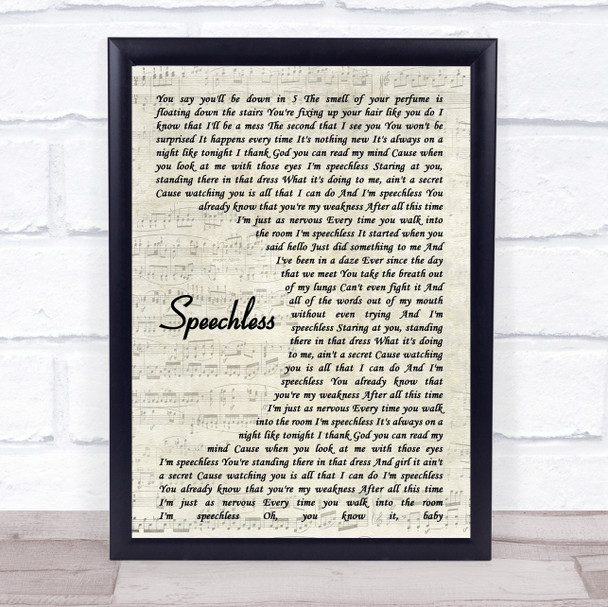 Dan + Shay Speechless Song Lyric Vintage Script Quote Print