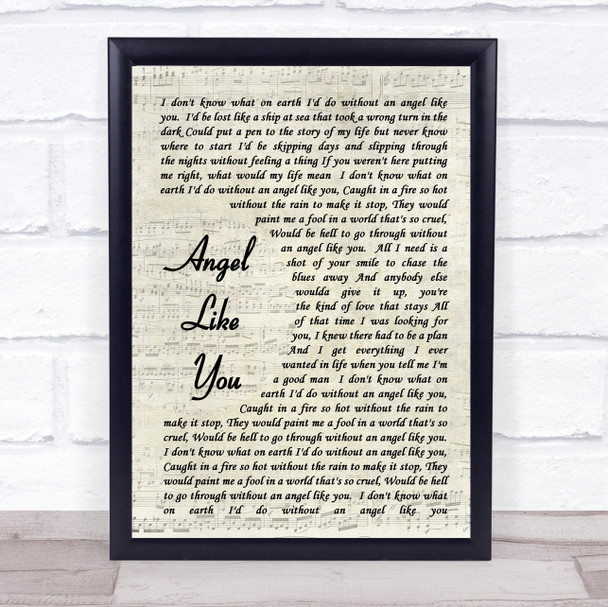 Eli Young Band Angel Like You Song Lyric Vintage Script Quote Print