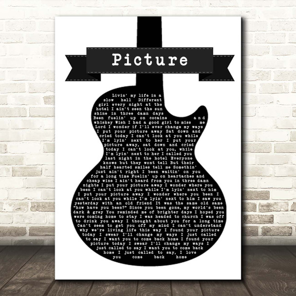 Kid Rock Picture Black & White Guitar Song Lyric Print