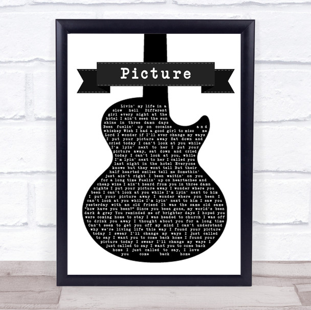 Kid Rock Picture Black & White Guitar Song Lyric Print