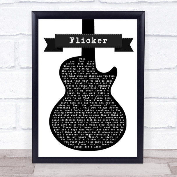 Niall Horan Flicker Black & White Guitar Song Lyric Print