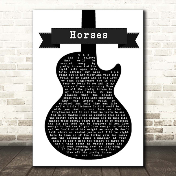 Brian Fallon Horses Black & White Guitar Song Lyric Print