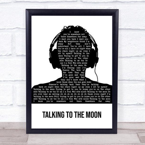 Bruno Mars Talking To The Moon Black & White Man Headphones Song Lyric Print