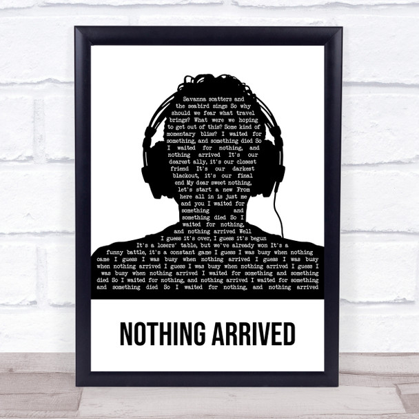 Villagers Nothing Arrived Black & White Man Headphones Song Lyric Print