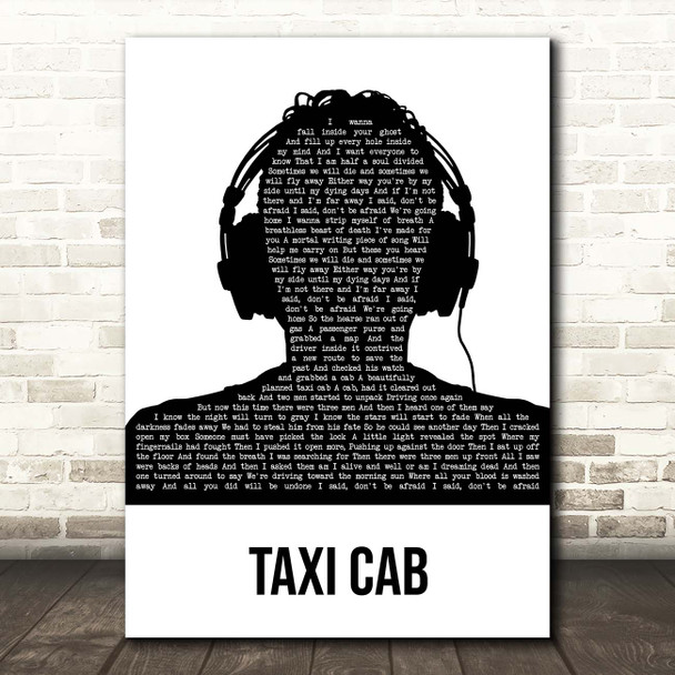 Twenty One Pilots Taxi Cab Black & White Man Headphones Song Lyric Print