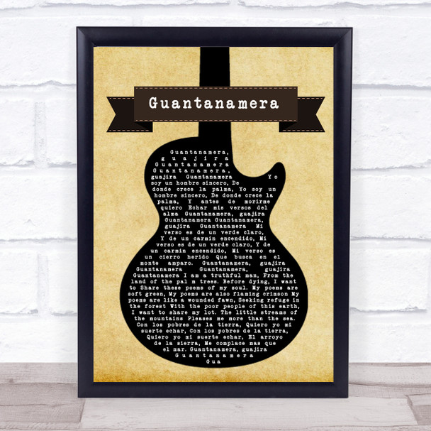 Peter Seeger Guantanamera Black Guitar Song Lyric Print