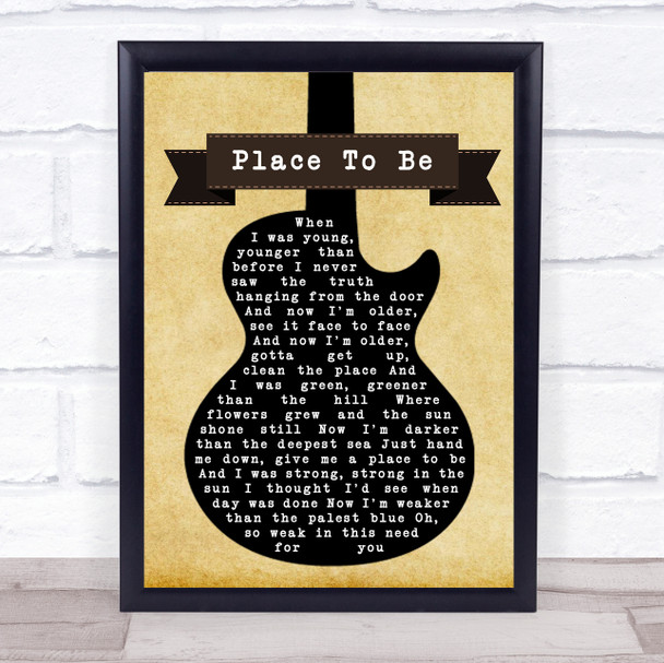 Nick Drake Place To Be Black Guitar Song Lyric Print