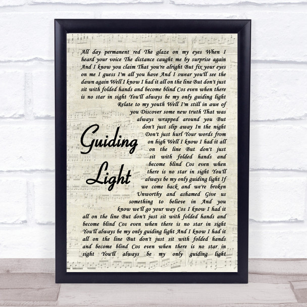 Mumford & Sons Guiding Light Song Lyric Vintage Script Quote Print