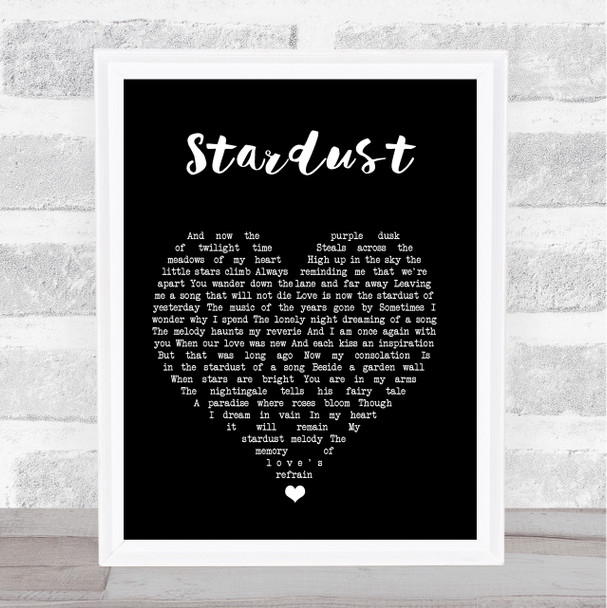 Nat King Cole Stardust Black Heart Song Lyric Print