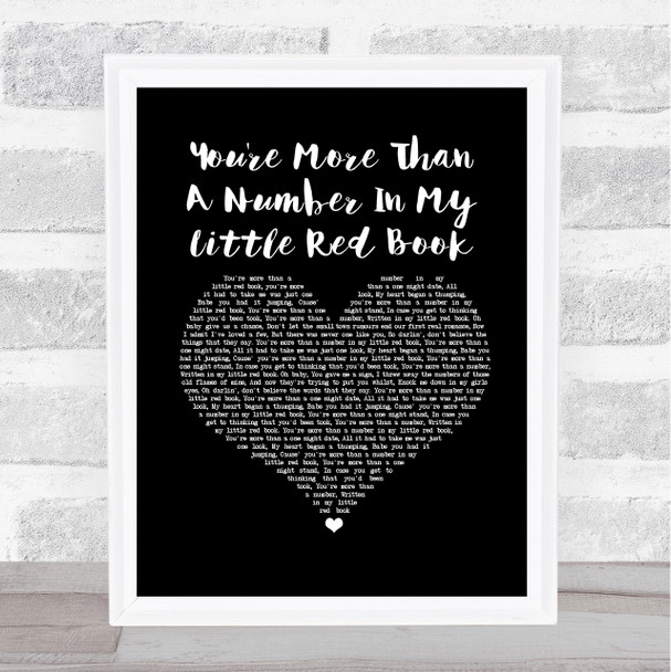 The Drifters You're More Than A Number In My Little Red Book Black Heart Song Lyric Print