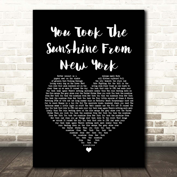 The Wildhearts You Took The Sunshine From New York Black Heart Song Lyric Print