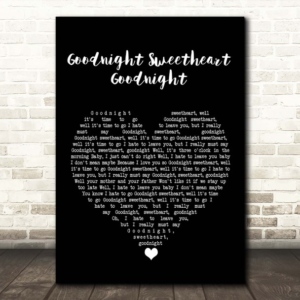 The Spaniels Goodnight Sweetheart Goodnight Black Heart Song Lyric Print