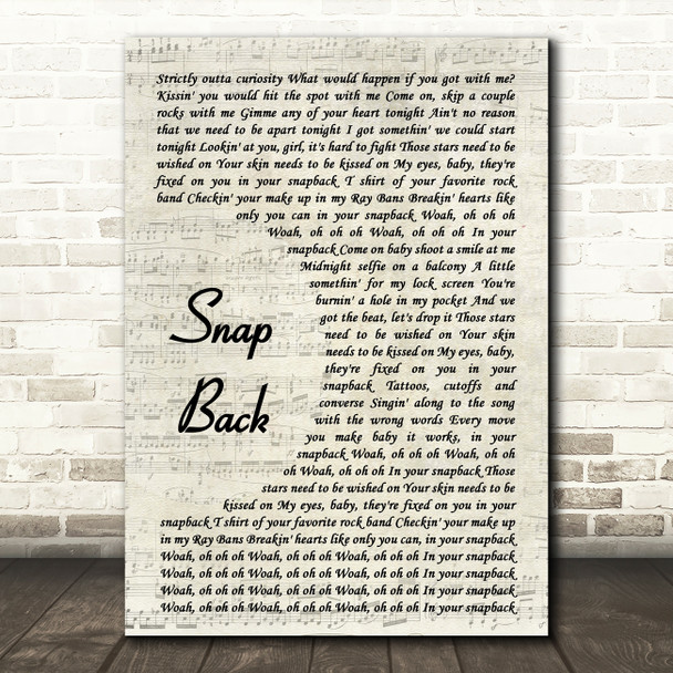 Old Dominion Snap Back Song Lyric Vintage Script Quote Print