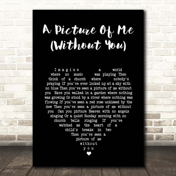 George Jones A Picture Of Me (Without You) Black Heart Song Lyric Print