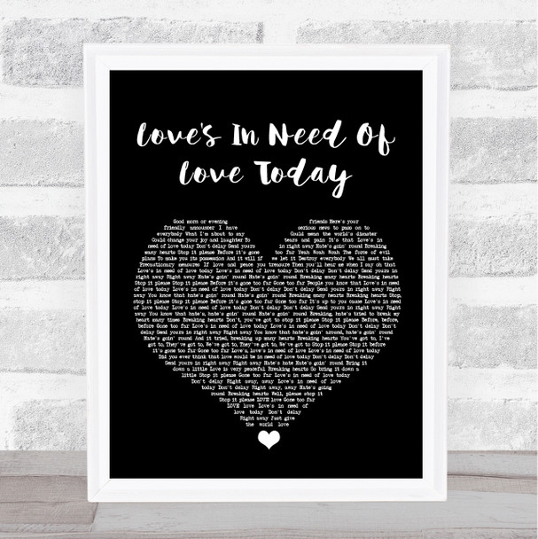 Stevie Wonder Love's In Need Of Love Today Black Heart Song Lyric Print