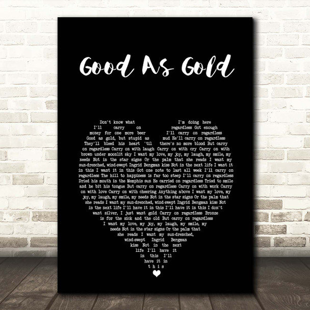 The Beautiful South Good As Gold (Stupid As Mud) Black Heart Song Lyric Print