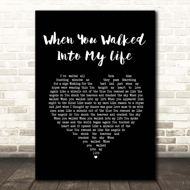 Lila McCann When You Walked Into My Life Black Heart Song Lyric Print