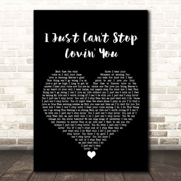 Michael Jackson I Just Can't Stop Lovin' You Black Heart Song Lyric Print